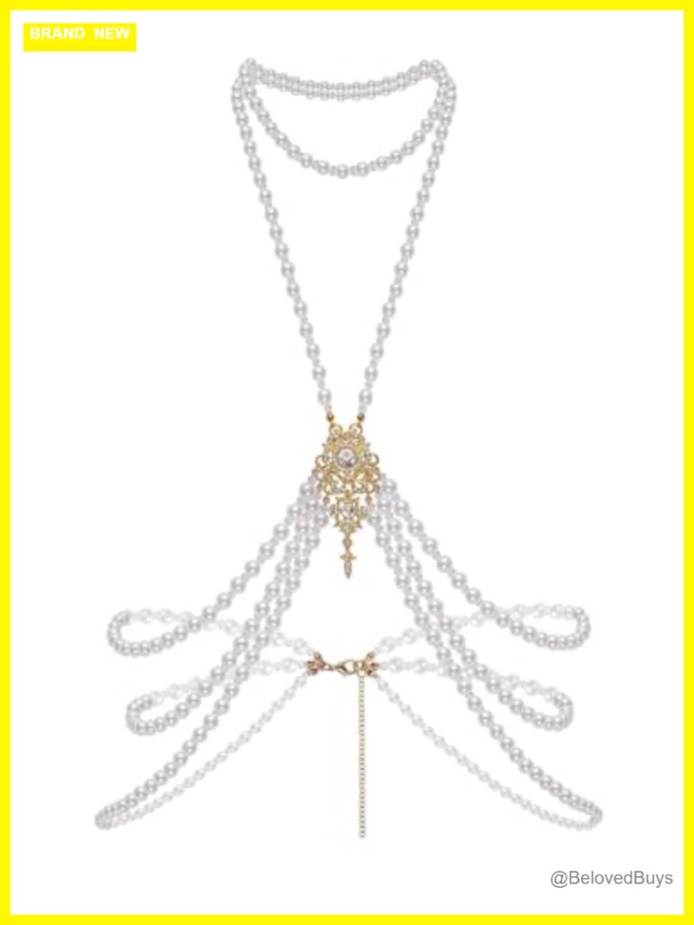 Faux Pearl Body Chain Adjustable Bridal Gatsby Flapper Jewelry